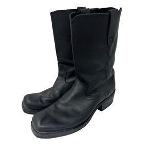 Durango Black Relaxed Leather 11" Harness Biker Boots Mens US 11.5D Pull On